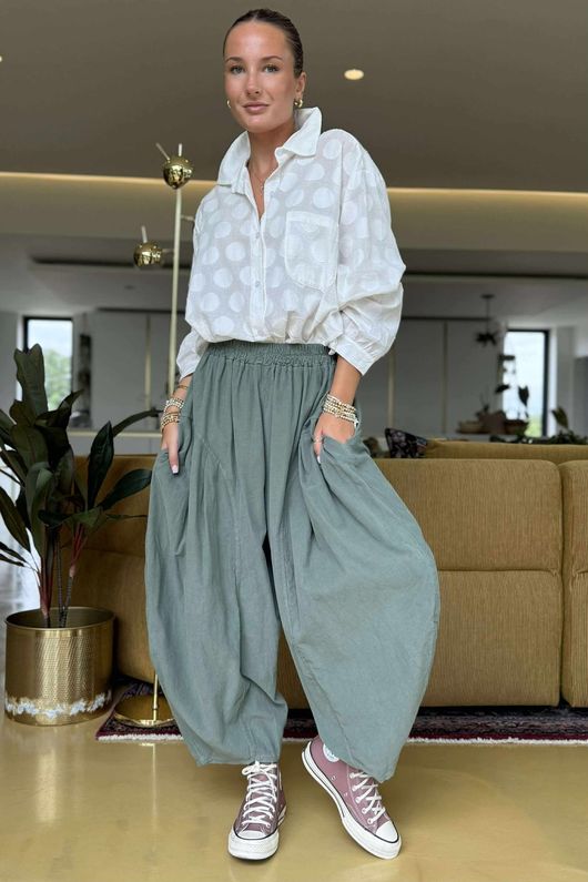 Made in Italy Cooper Needlecord Sia Pant Soft Khaki 